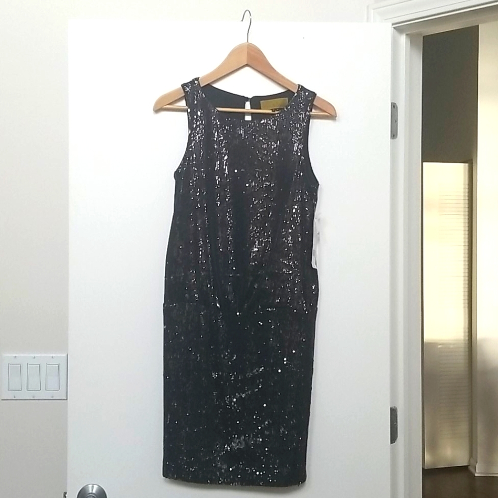 Nicole Miller Sleeveless Sequin Blouson Dress, new with tags